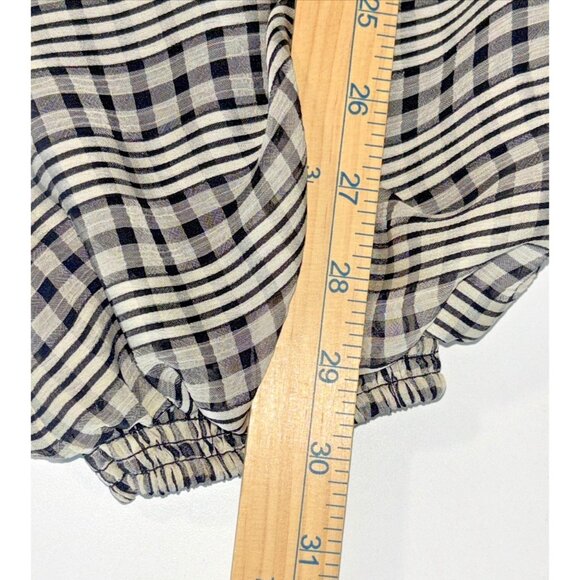 Tularosa Blouse Black And White Checkered Blouse Belted V-Neck Women's Size XL - Picture 7 of 13